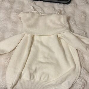 ROMWE White Cowl Neck Sweater Soft Knit Versatile